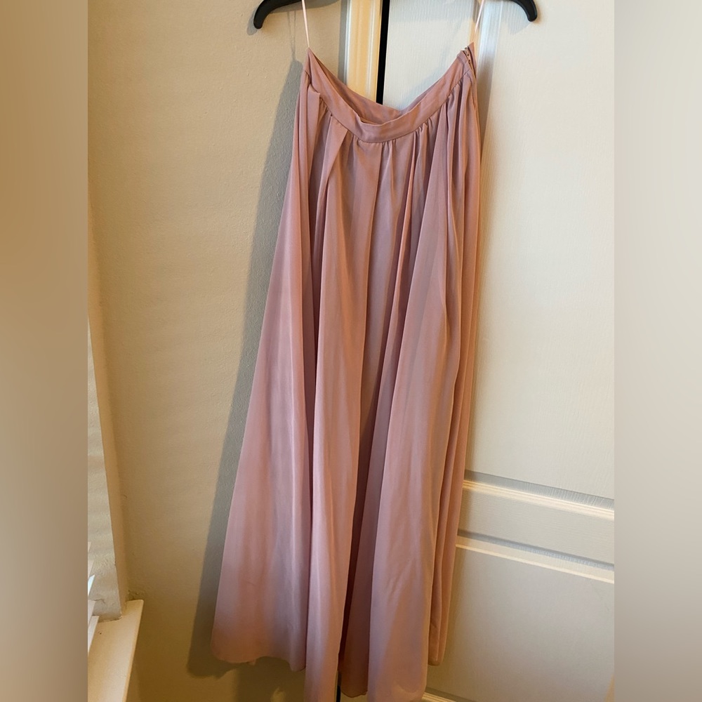 Long pink chiffon skirt